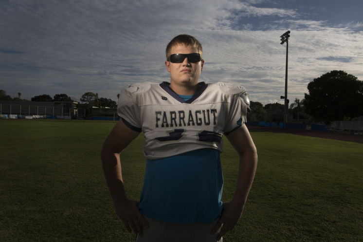 Corey Luckenbill, age 17, is legally blind, yet he’s the starting center for Admiral Farragut’s football team. JOHN PENDYGRAFT | Times
